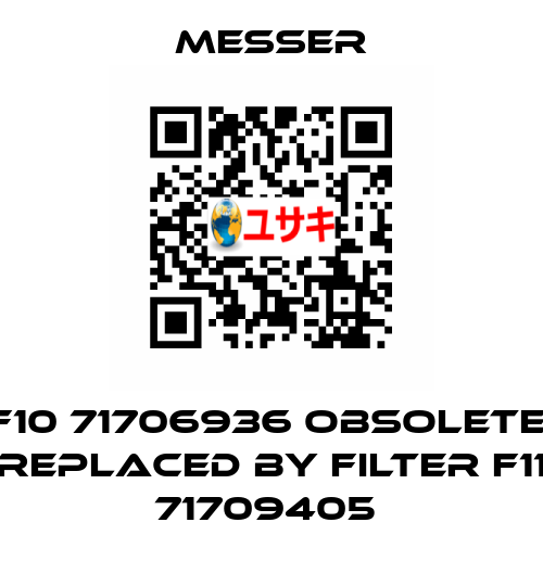 F10 71706936 obsolete, replaced by Filter F11 71709405  Messer