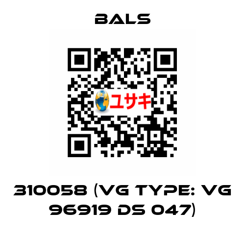 310058 (VG Type: VG 96919 DS 047) Bals