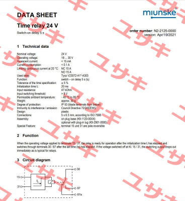 N2-2125-0000 / 5002915 Miunske