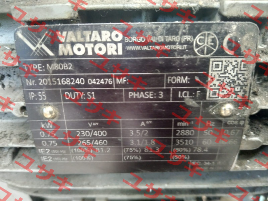 080/2P/0.75KW/230-400-50/B5 Valtaro Motori