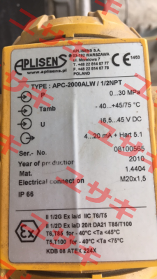 APC-2000ALW/1/2NPT, 08100565  Aplisens