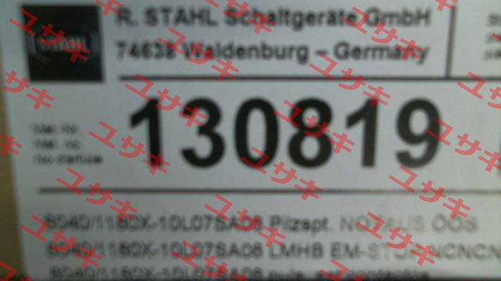 P/N: 130819, Type: 8040/1180X-10L07SA08 Stahl