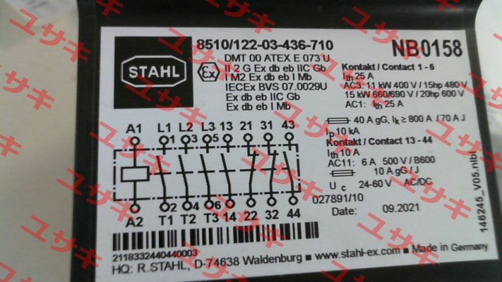 P/N: 268751, Type: 8510/122-03-436-710 Stahl