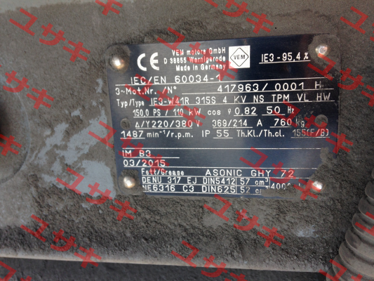 IE3-W41R-315S-4 KV NS TPM VL HW  Vem Motors